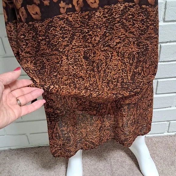 Liz Claiborne Fall Leaf Design Sheer Overlay Layered Maxi Dress. Size 4 - Picture 5 of 12